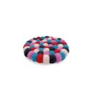 Felted Coaster 9 cm Red/Pink/Blue