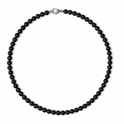 Halbedelstein Halskette 6 mm Obsidian